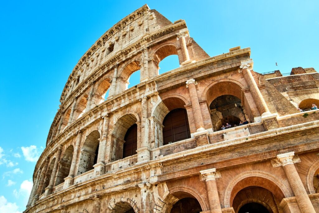 a picture of a Roman Colosseum